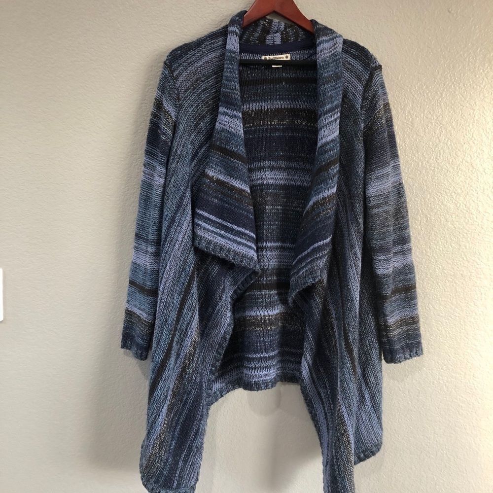 Ruff Hewn Knit Boho Blue Cardigan Shrug Sweater S